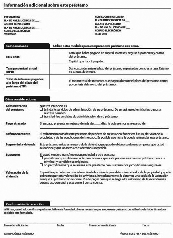 H-28(A)—Mortgage Loan Transaction Loan Estimate—Spanish Language Model Form (continued)