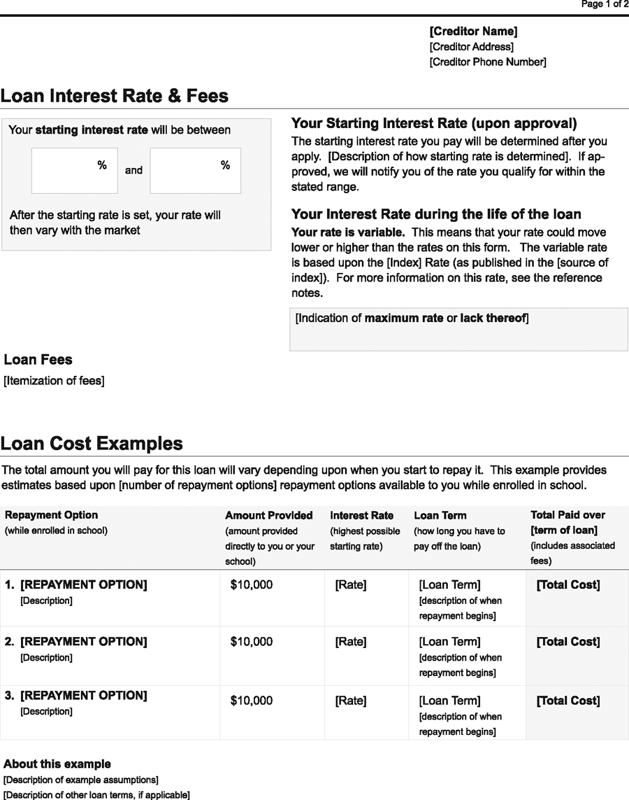 H-18—Private Education Loan Application and Solicitation Model Form