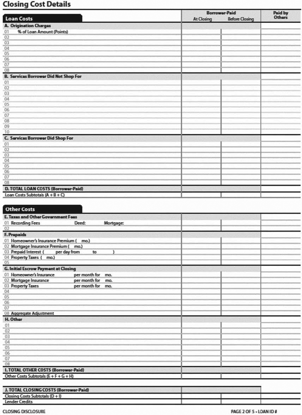 H-25(J)—Mortgage Loan Transaction Closing Disclosure—Modification to Closing Disclosure for Transaction Not Involving Seller—Model Form (continued)