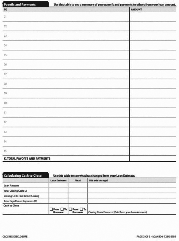 H-25(J)—Mortgage Loan Transaction Closing Disclosure—Modification to Closing Disclosure for Transaction Not Involving Seller—Model Form (continued)